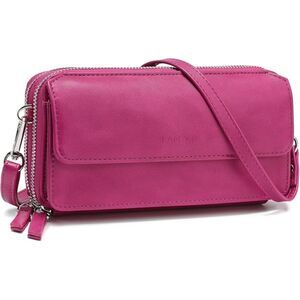 Women Fuchsia Imported Faux Leather Crossbody Wallet With Phone Pocket Bags